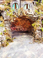 Presepe paesaggistico napoletano con forno mulino cascata macina e luci 95x65x65