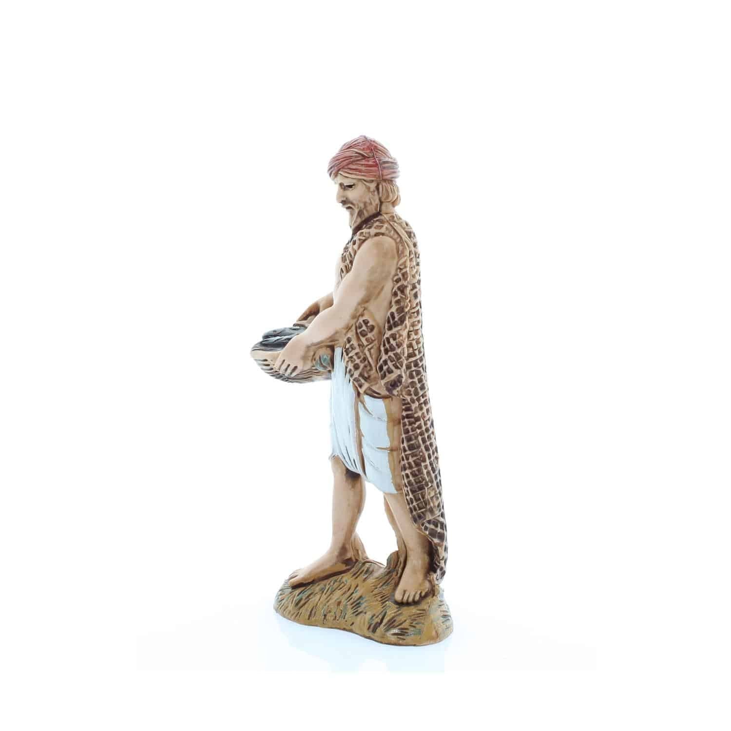 Statuina Pescivendolo stile Arabo per presepi, dipinta in serigrafia,altezza 9,2
