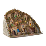 Presepe napoletano artigianale con luci forno mulino e cascata 75x60x60 cm