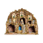 Presepe napoletano artigianale con luci mulino forno cascata 60x50x55 cm
