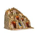 Presepe napoletano artigianale con luci mulino forno cascata 60x50x55 cm