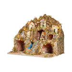 Presepe napoletano artigianale con luci mulino forno cascata 60x50x55 cm