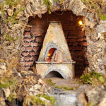 Presepe napoletano artigianale con luci mulino forno cascata 60x50x55 cm