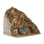 Presepe napoletano artigianale con forno mulino cascata macina e luci 60x54x60