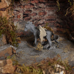 Presepe napoletano artigianale con forno mulino cascata macina e luci 60x54x60