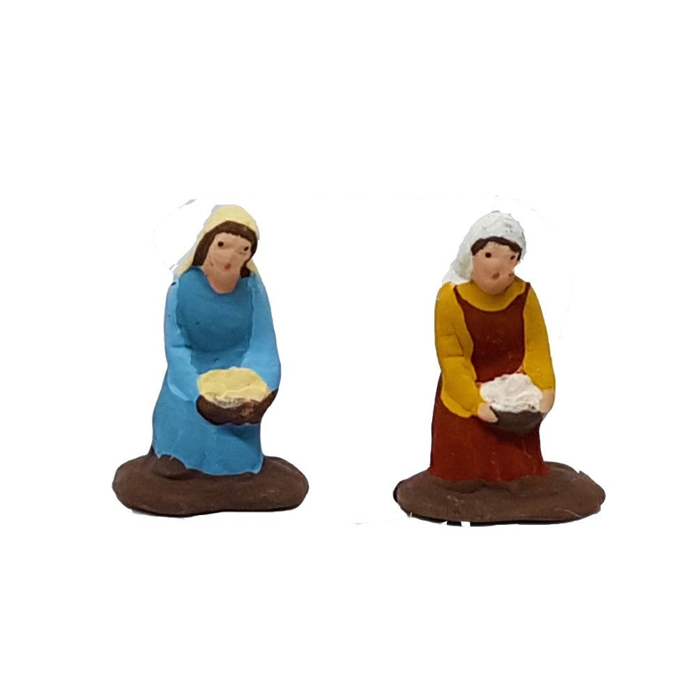 Pastore statuina Lavandaia in ginocchio 3,5cm di terracotta per presepe 1Pz