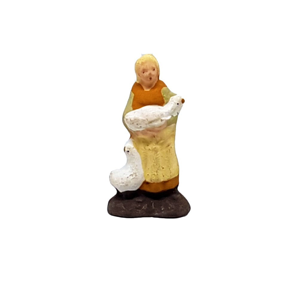 Pastore statuina Donna con Oca 3,5cm di terracotta per presepe