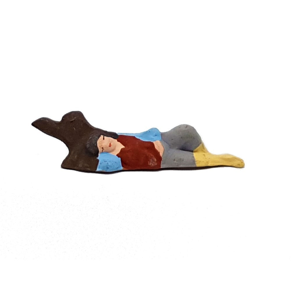 Pastore Statuina Dormiente 3,5cm di terracotta per presepe