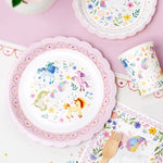 Piatto Piano in Cartone Ø 23 cm Unicorni Magici