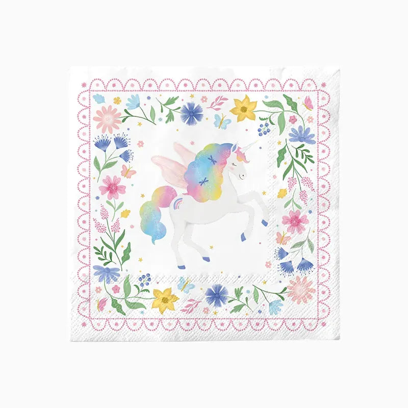Tovagliolo di carta doppio strato 33 x 33 cm Unicorni magici