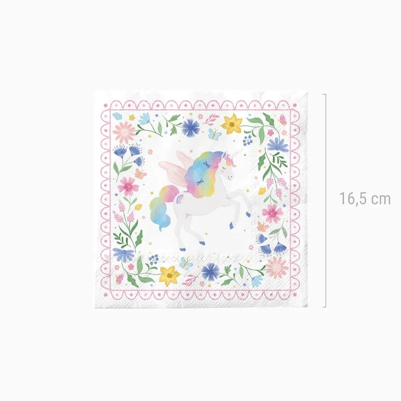 Tovagliolo di carta doppio strato 33 x 33 cm Unicorni magici