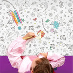 Tovaglia di carta piegata impermeabile 1,20 x 1,80 m Unicorni magici da colorare
