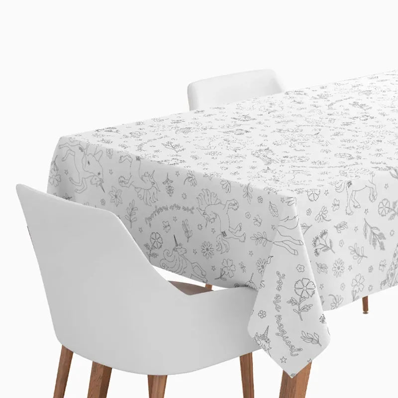 Tovaglia di carta piegata impermeabile 1,20 x 1,80 m Unicorni magici da colorare