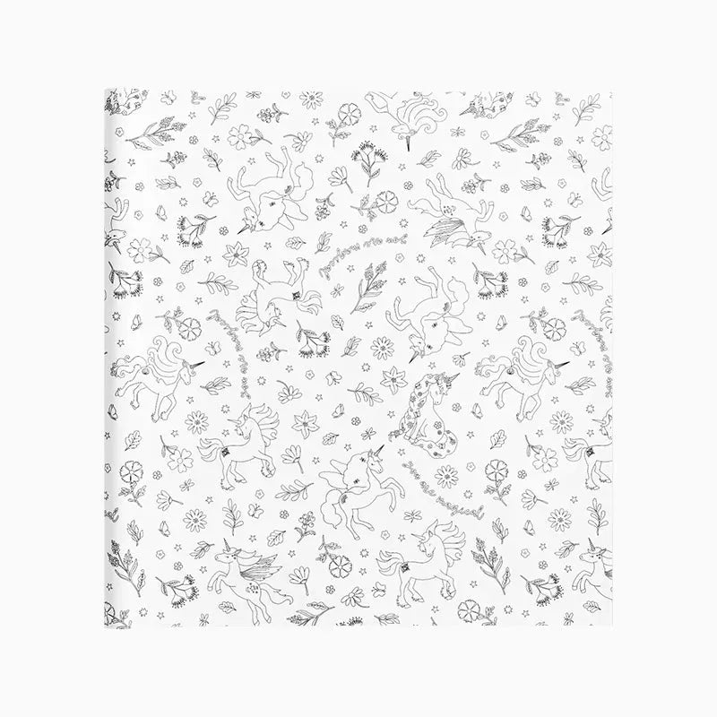 Tovaglia di carta piegata impermeabile 1,20 x 1,80 m Unicorni magici da colorare