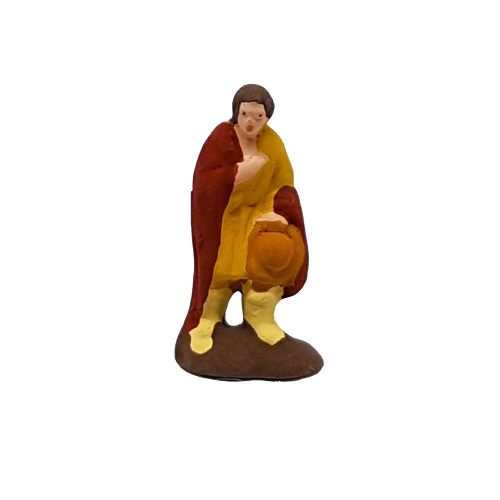 Pastore Statuina Adorante con cappello 3,5cm di terracotta per presepe