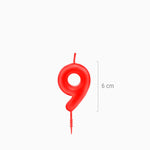 CANDELA Nº9 ROSSA 6CM CERA 1 U