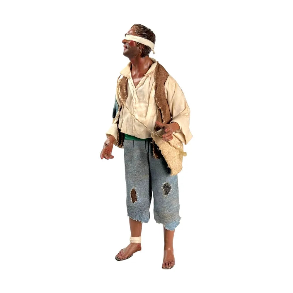 Pastore uomo orbo 35 cm vestito a mano