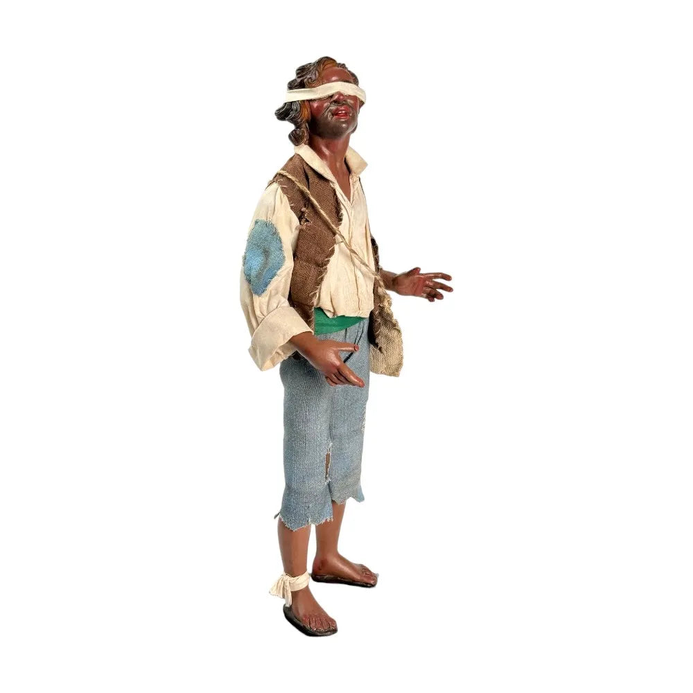 Pastore uomo orbo 35 cm vestito a mano