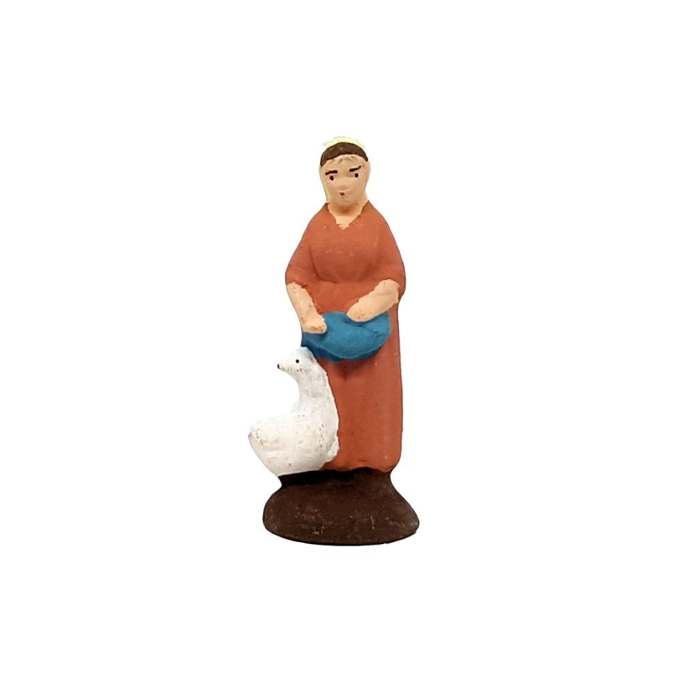 Pastore statuina Donna con oca 6cm di terracotta per presepe