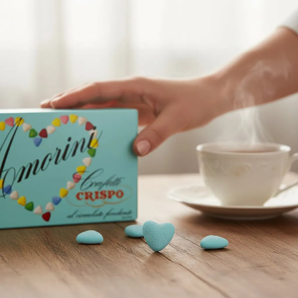 Confetti al cioccolato Amorini celeste a forma di cuore 1 kg