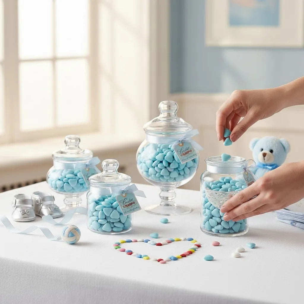 Confetti al cioccolato Amorini celeste a forma di cuore 1 kg