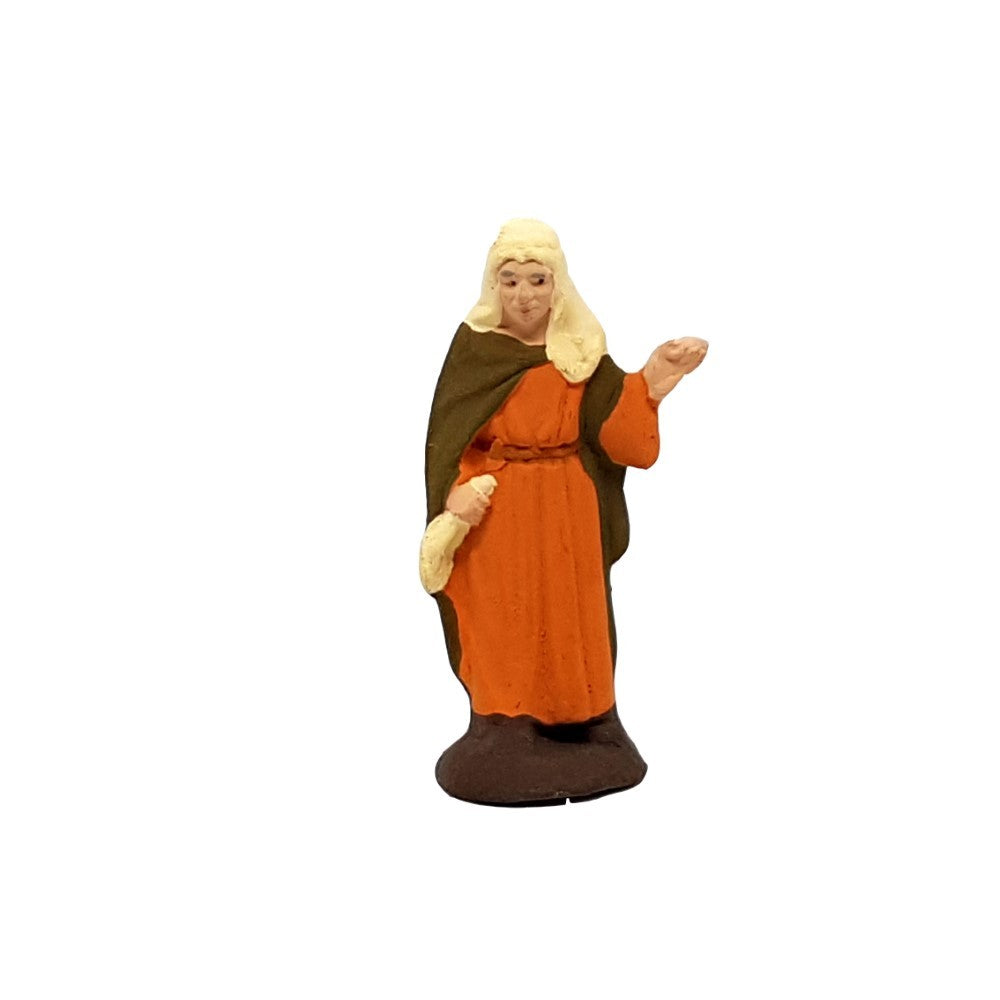 Pastore statuina Donna con mano alzata 6cm di terracotta per presepe