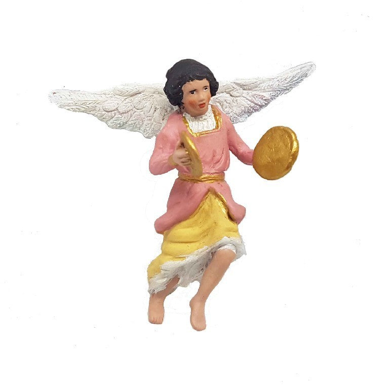Pastore statuina Angelo con piatti 10cm di terracotta per presepe