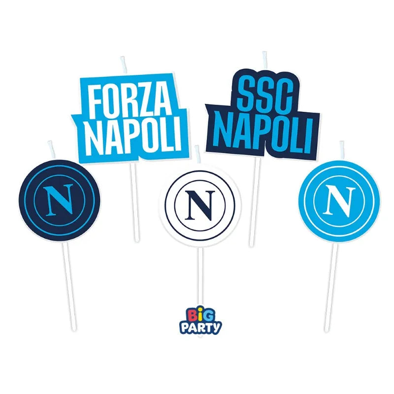 5 Candeline Picks Sagomate 8 cm SSC Napoli