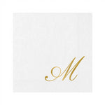 20 tovaglioli bianchi 3 veli con lettera M oro 25x25 cm