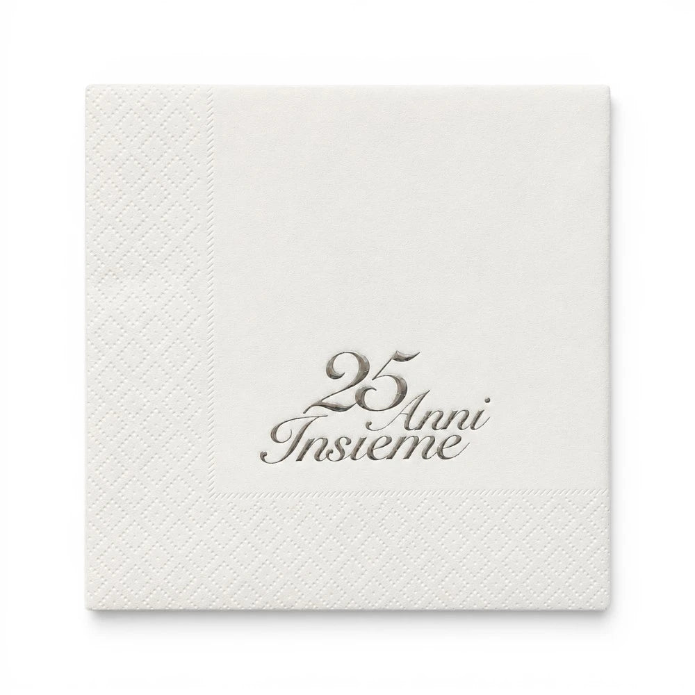 20 tovaglioli bianchi 3 veli oggi sposi con stampa oro 25x25 cm