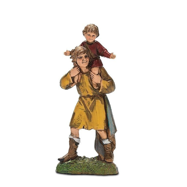 Pastori Statuina Pastore con bimbo in spalla 10 cm per presepe Landi Moranduzzo