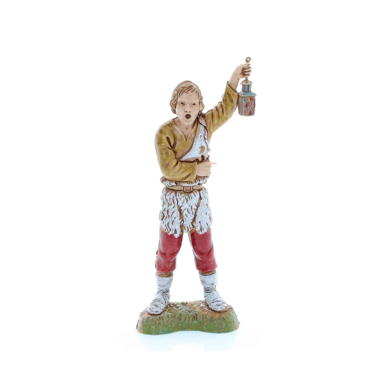 Pastore statuina Uomo con lanterna 10 cm di plastica Moranduzzo per presepe