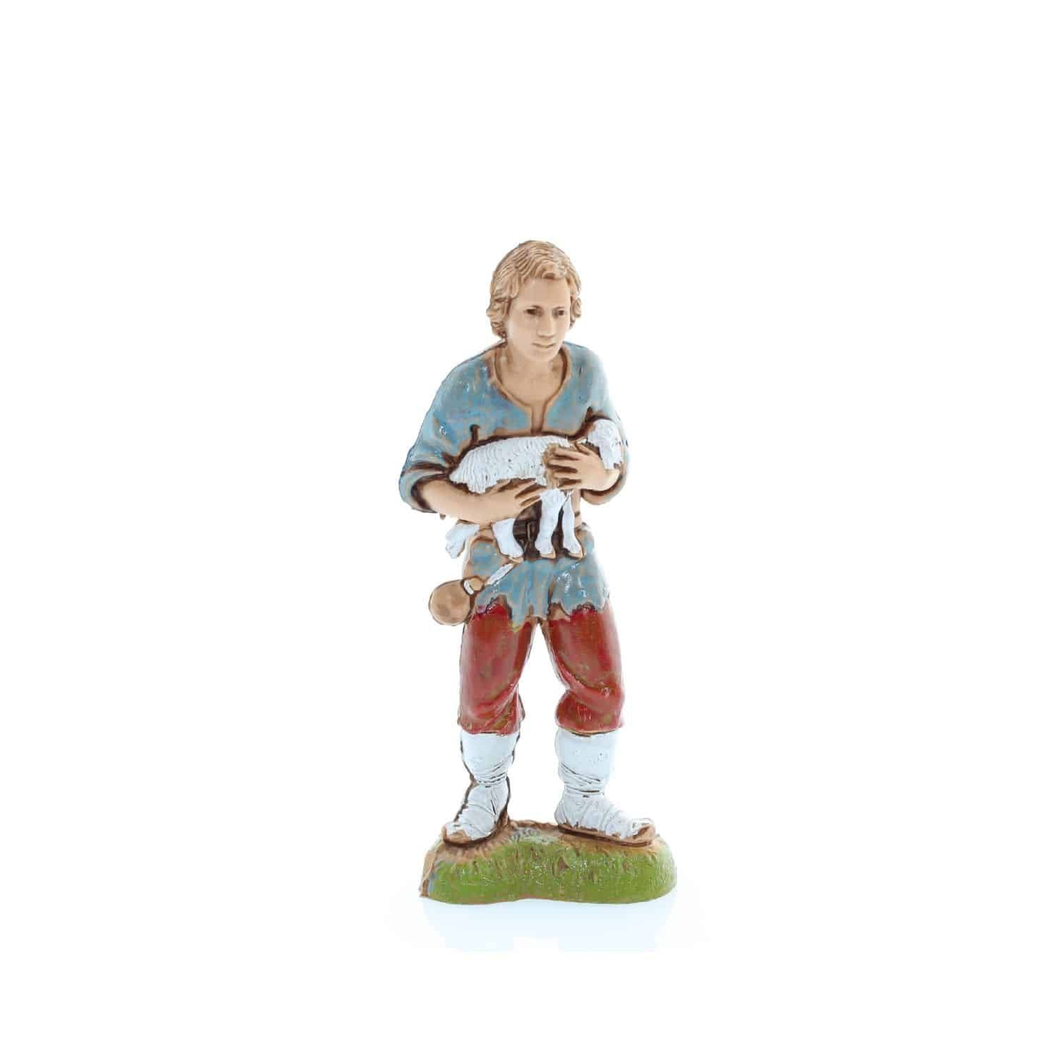 Pastore statuina Pastorello con agnello 10cm stile 700 di plastica Moranduzzo