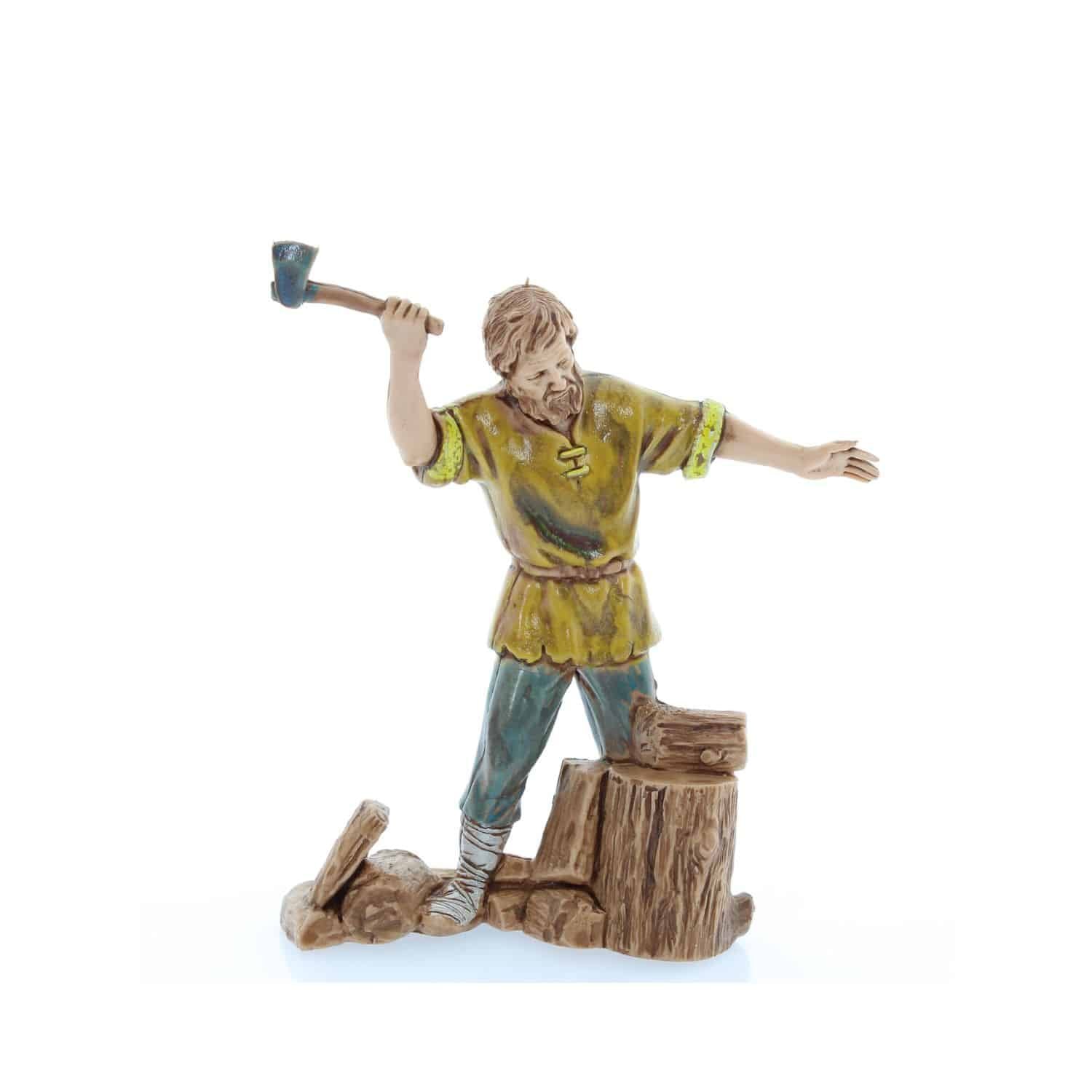 Pastore statuina Boscaiolo 10 cm di plastica stile 700 Moranduzzo per presepe