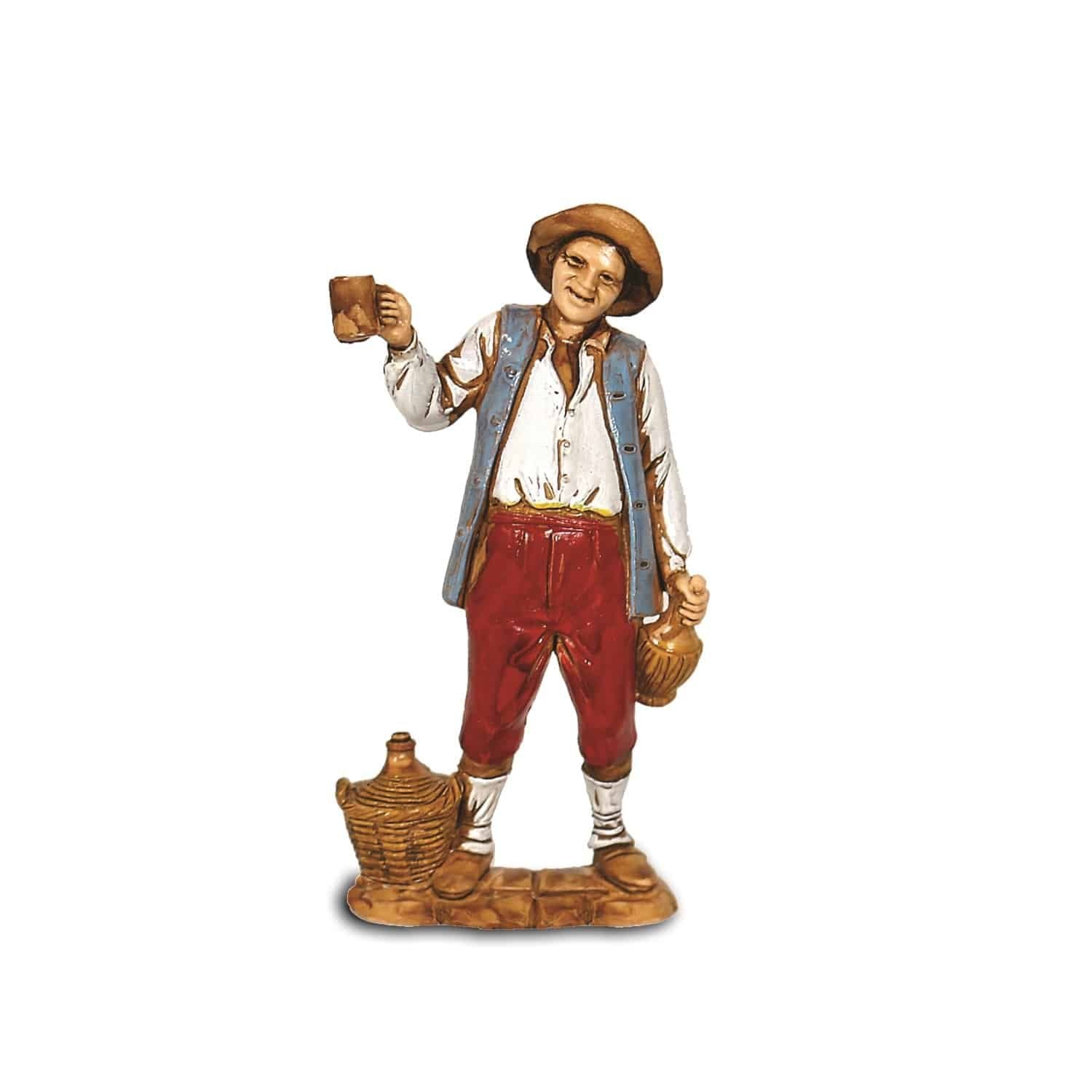 Pastore statuina Bevitore 8 cm di plastica Moranduzzo per presepe