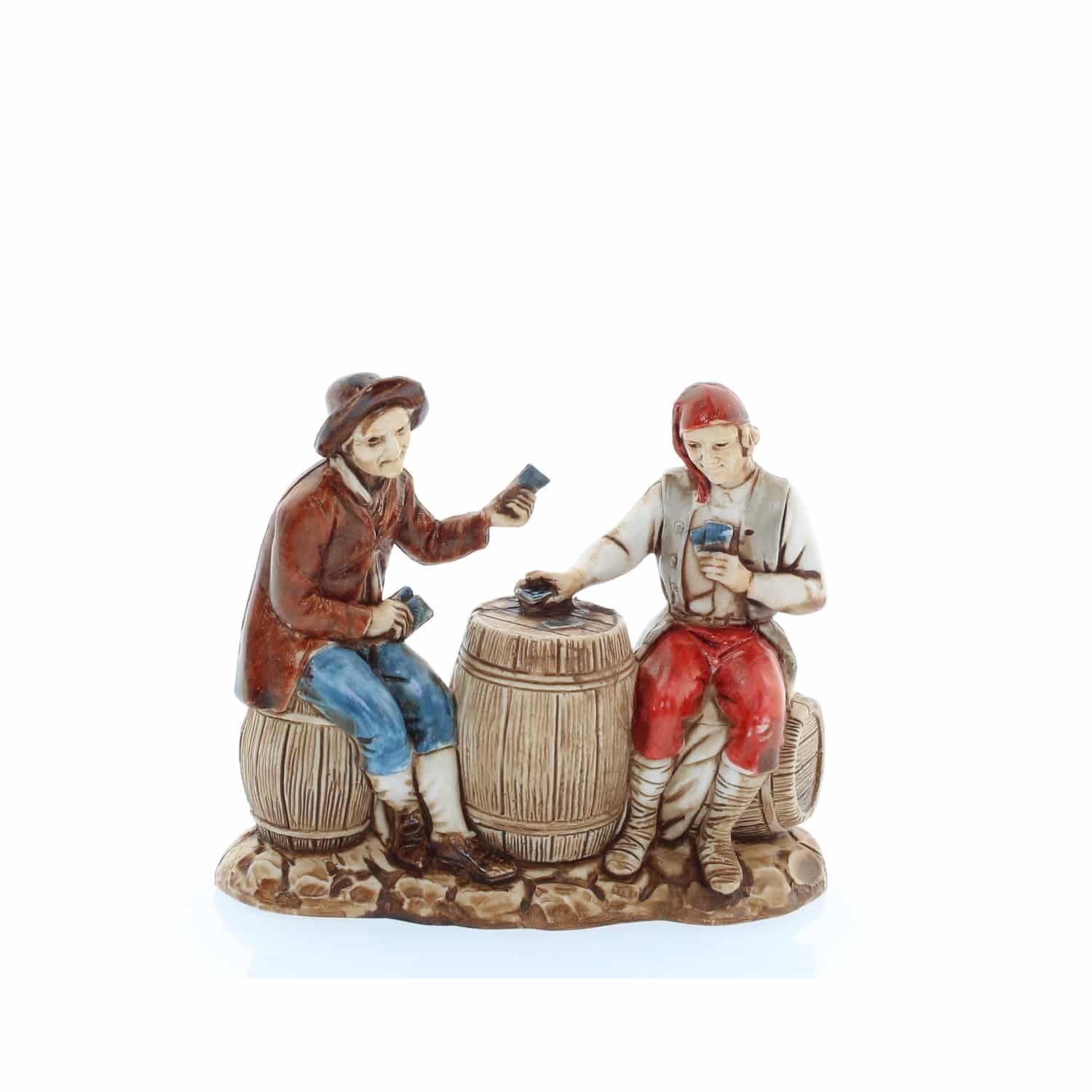 Pastore statuina Coppia al tavolo 8 cm di plastica Moranduzzo per presepe