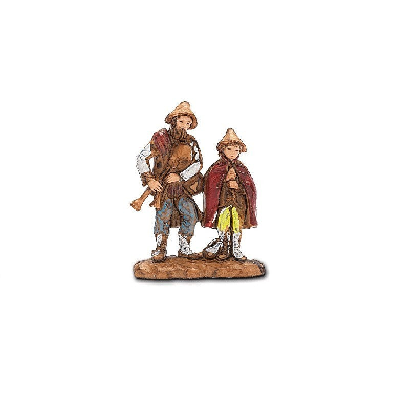Pastore statuina coppia Zampognari 3,5 cm di plastica Moranduzzo per presepe