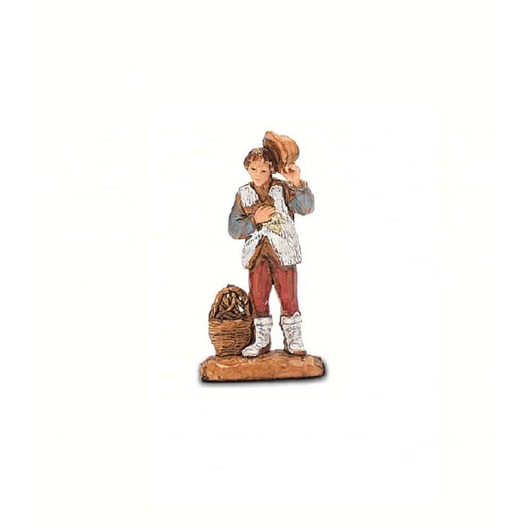 Pastore statuina Pastore con cesto 3,5 cm di plastica Moranduzzo per presepe