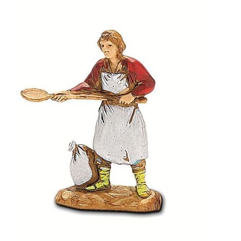 Pastore statuina Pizzaiolo 3,5 cm di plastica Moranduzzo per presepe