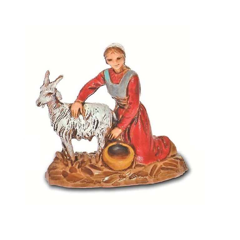 Pastore statuina Mungitrice 3,5 cm di plastica Moranduzzo per presepe