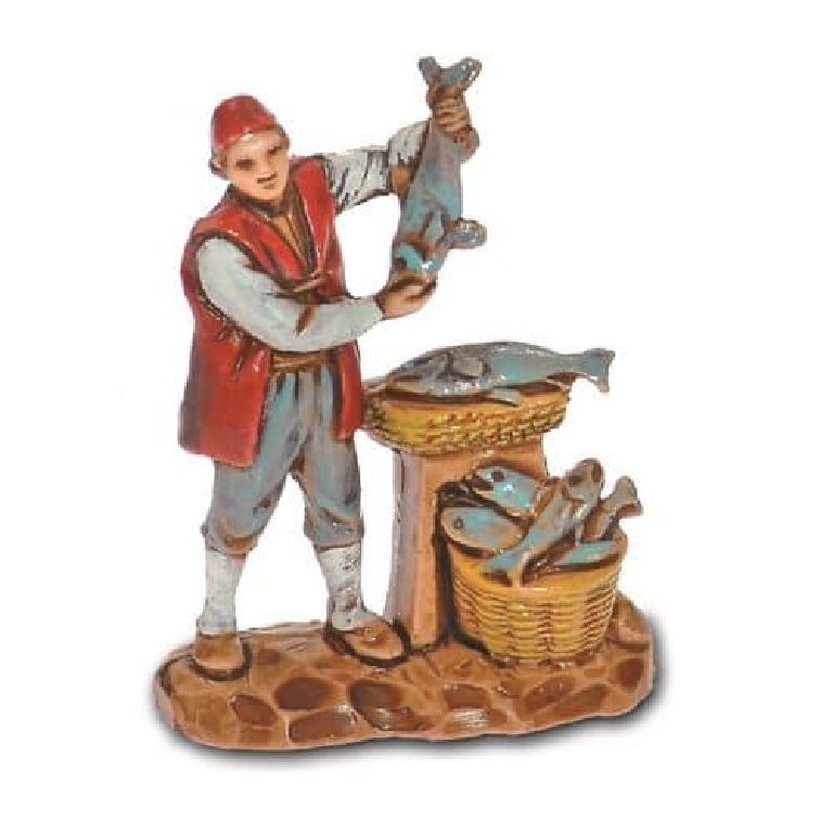 Pastore statuina Pescivendolo 3,5 cm di plastica Moranduzzo per presepe