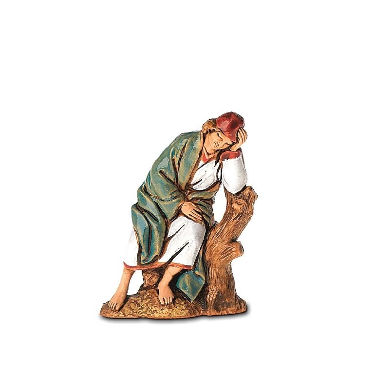 Pastore statuina Dormiente 6,5 cm di plastica Moranduzzo per presepe