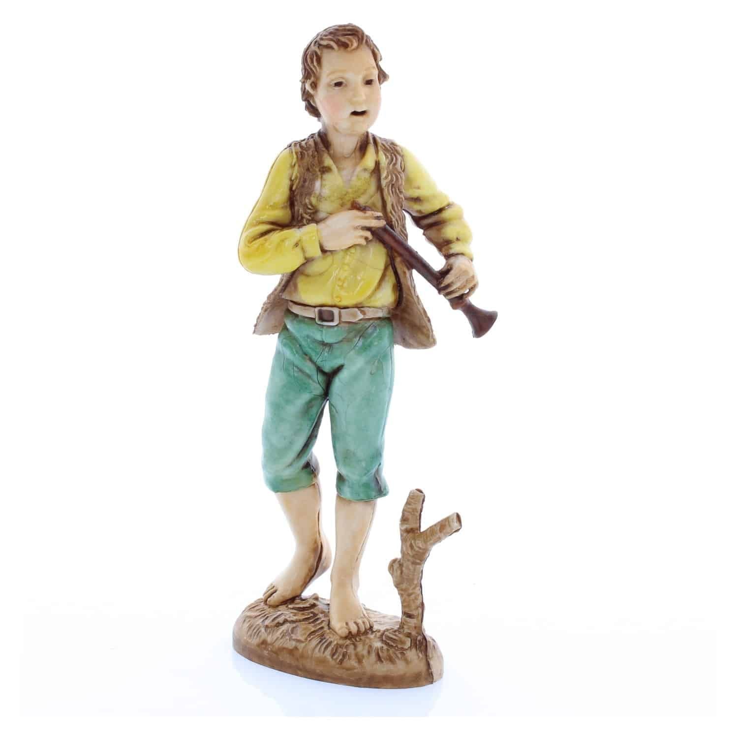 Pastore statuina Pifferaio 12 cm di plastica Moranduzzo per presepe