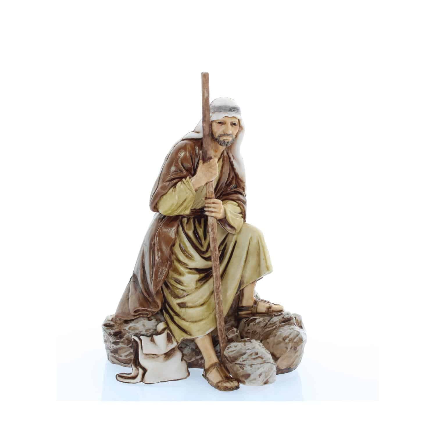 Pastore statuina Guardiano con bastone 13 cm di plastica Moranduzzo per presepe