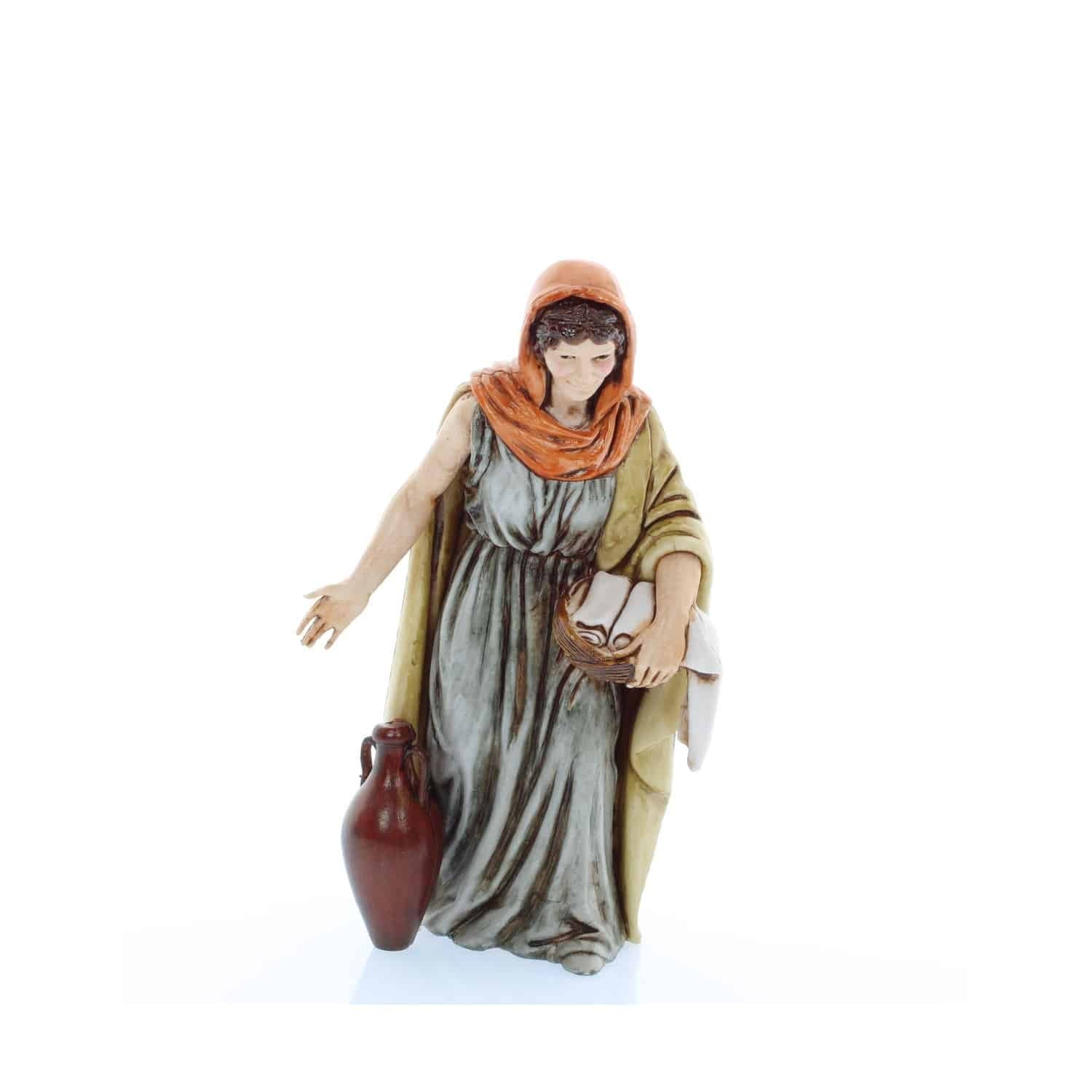 Pastore statuina Donna con Anfora 13 cm di plastica Moranduzzo