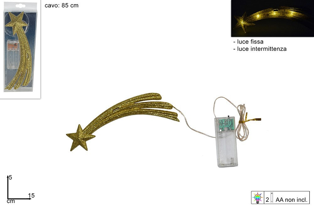 Stella Cometa Oro 15 cm con luci a batterie per presepe
