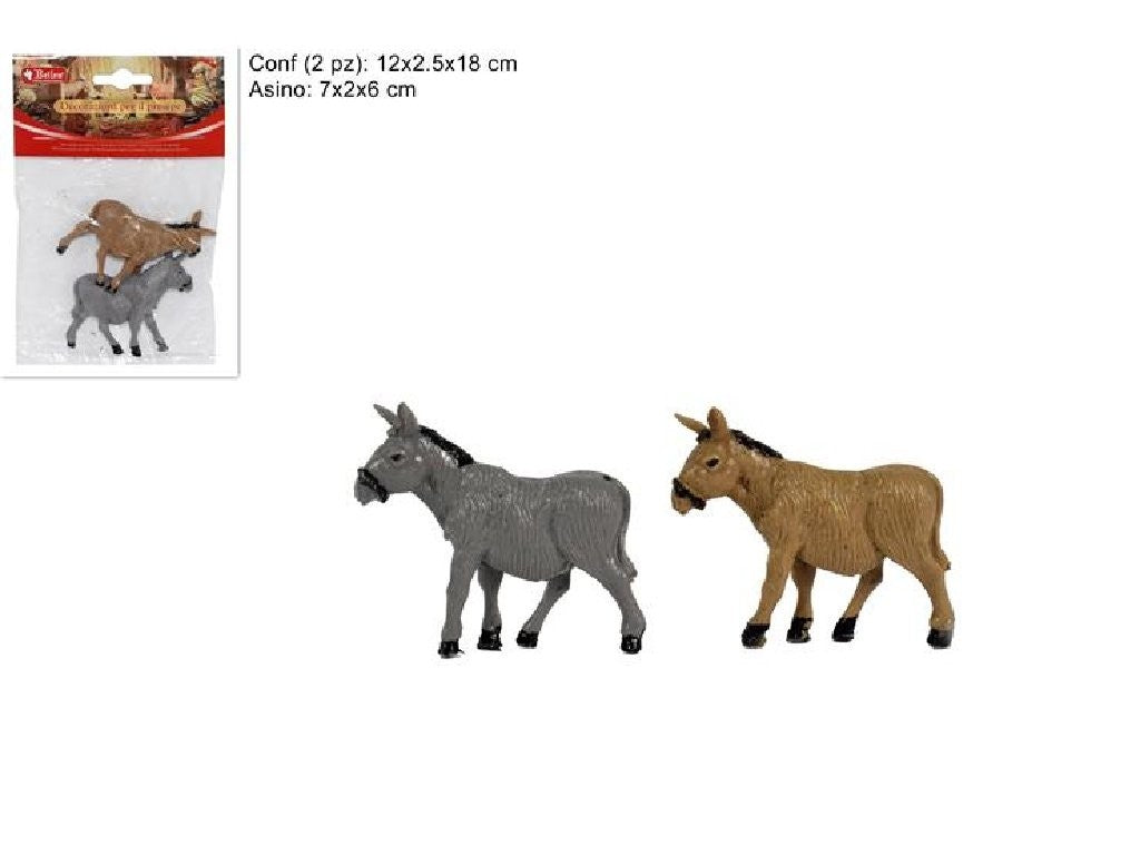 Pastori Statuine coppia Asini 7cm per presepe