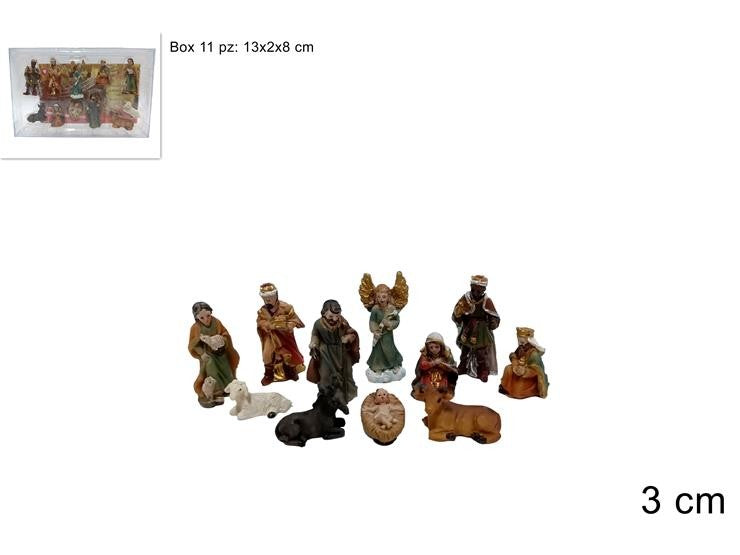 Pastori Statuine Mini Natività 3cm in pvc 11 Pz