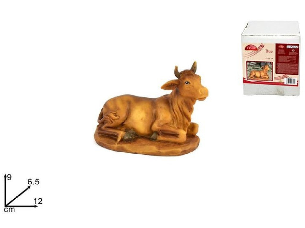 Statuina Bue 9 cm in plastica per presepe e natività