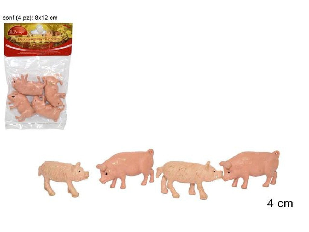 Statuine animali da cortile Maiali 4,5 assortiti confezione 4 Pz